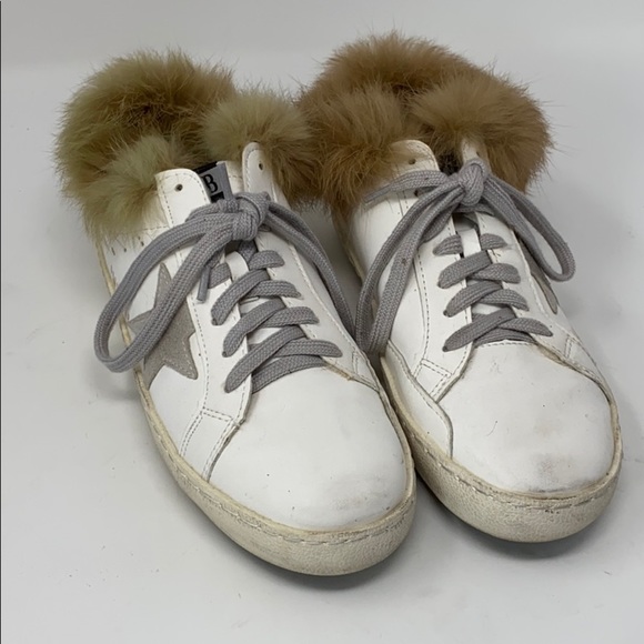White Sneakers with Fur***The fur colors are a little mismatch - Picture 3 of 3